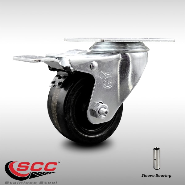 3 Inch SS Phenolic Top Plate Caster with Total Lock Brake